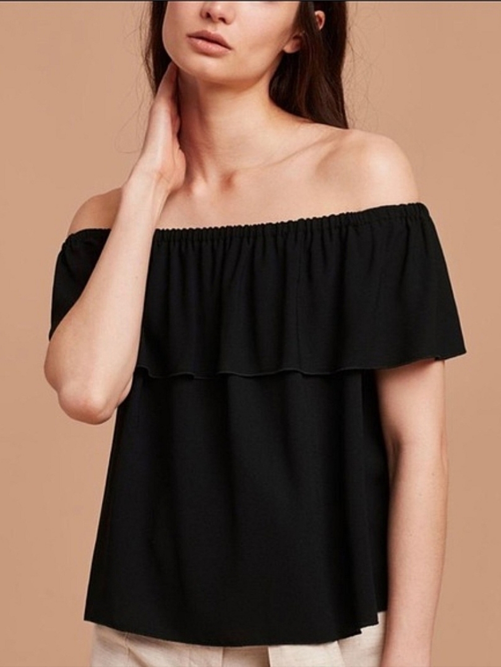 Wilfred Aritzia Promener Off-shoulder Cropped Blouse Top Sz Med Black
